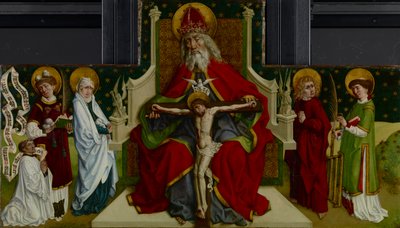 La Trinità con la Vergine, i Santi Giovanni Evangelista, Stefano e Lorenzo e un donatore, 1479 da Peter Hemmel